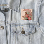 タロット/ピンク色の花の月の女性 缶バッジ (インサイチュ)