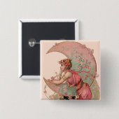 タロット/ピンク色の花の月の女性 缶バッジ (正面&裏面)