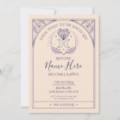 タロット ブライダルシャワー パーティのスケジュール ハート ミスティカル 招待状 (正面)