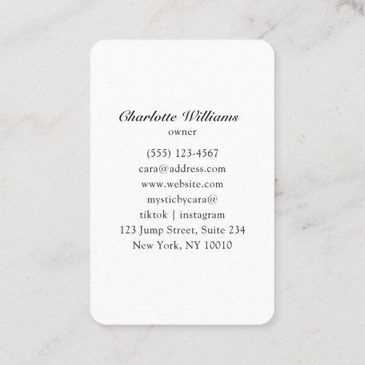 タロット、ユニバースウィングウィングウーマンの名刺 名刺 (裏面)