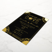 タロット〔占星術の〕十二宮図サイン悪い目ブラックシテラス結婚ズ 箔招待状 (回転した状態)