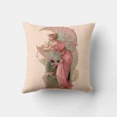 タロット/月の女性、ピンク色の花 クッション (裏面)