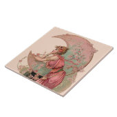 タロット/月の女性、ピンク色の花 タイル (側面)