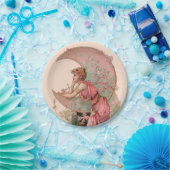 タロット/月の女性、ピンク色の花 ペーパープレート (パーティー)