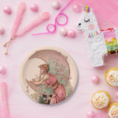 タロット/月の女性、ピンク色の花 ペーパープレート (パーティー)