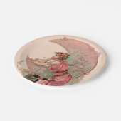 タロット/月の女性、ピンク色の花 ペーパープレート (アングル)