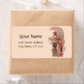 タロット/月の女性、ピンク色の花 ラベル (インサイチュ)