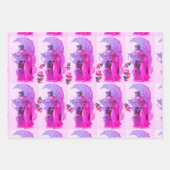 タロット/月の女性、花とピンクのバラ ラッピングペーパーシート (正面3)