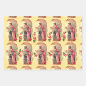 タロット/月の女性、花とピンクのバラ ラッピングペーパーシート (正面2)