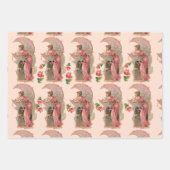 タロット/月の女性、花とピンクのバラ ラッピングペーパーシート (正面)