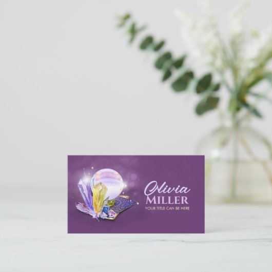 タロット/Oracleカード(水晶玉と水晶玉を使用) 名刺 (スタンド正面)