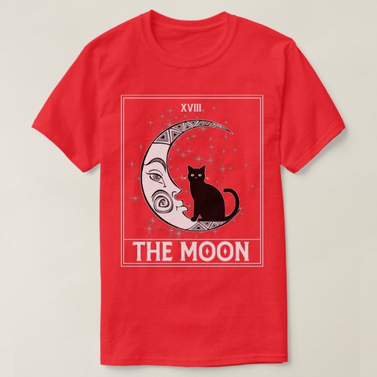 タロットd三日月と黒猫コズミックグラフィック tシャツ (デザイン正面)