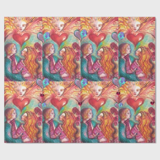 タロッ失ったツシャドウ、恋人バレンタインデーハート ラッピングペーパー (フラット)