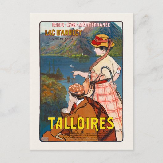 タロワール。アヌシー湖　ヴィンテージポスター 1910年 ポストカード (正面)