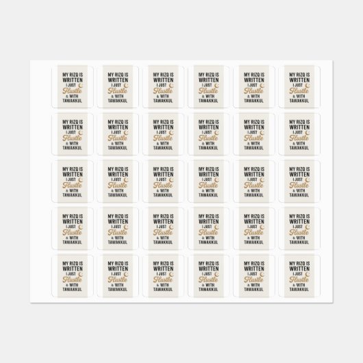 「タワクルとの喧騒 – 信仰に基づくイスラムデザイン ラベル (シート)