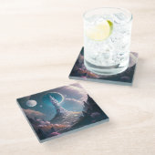 タワーお洒落ランドスケープファンタジーアート ガラスコースター (アングル)