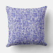 タワーの土地 – ネイビーブルーオンホワイト クッション (裏面)