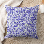 タワーの土地 – ネイビーブルーオンホワイト クッション (ブランケット)
