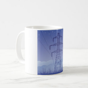 タワーの電力線マグ コーヒーマグカップ