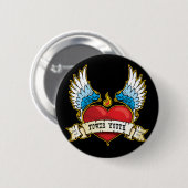 タワーの青年入れ墨のハートボタン 缶バッジ (正面&裏面)