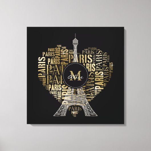 タワーアンドモノグラムオン文字パターンパリ キャンバスプリント (正面)