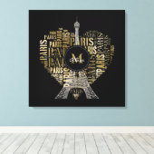 タワーアンドモノグラムオン文字パターンパリ キャンバスプリント (インサイチュ (ウッドフロア))