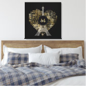 タワーアンドモノグラムオン文字パターンパリ キャンバスプリント (インサイチュ (寝室))