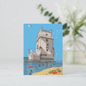 タワーオブセントビンセントリスボンポルトガルイラストレーション ポストカード (スタンド正面)