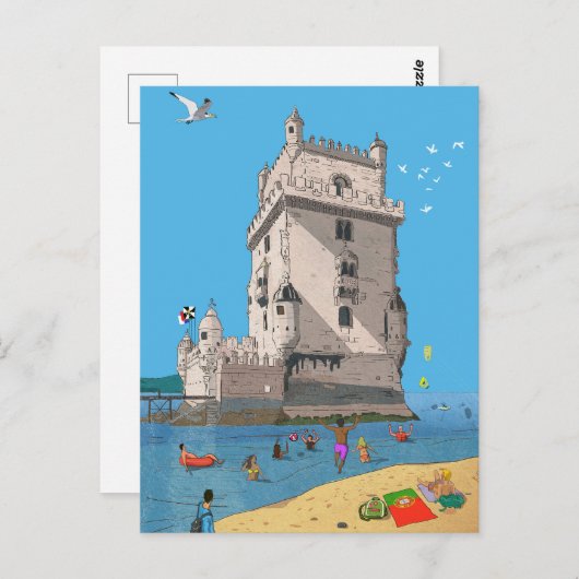 タワーオブセントビンセントリスボンポルトガルイラストレーション ポストカード (正面/裏面)