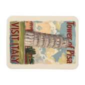 タワーオブピサイタリアパインタリートラベルアートヴィンテージ マグネット (横)