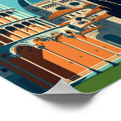 タワーオブピサイタリアヴィンテージ旅行イラストレーション ポスター (角)