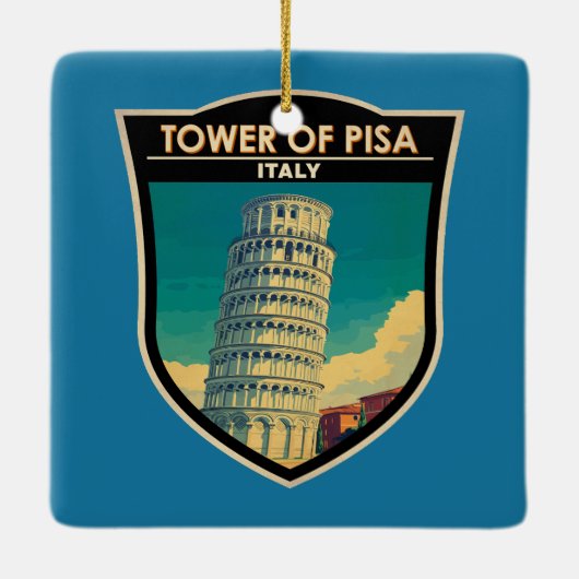 タワーオブピサイタリア旅行アートヴィンテージ セラミックオーナメント (裏面)