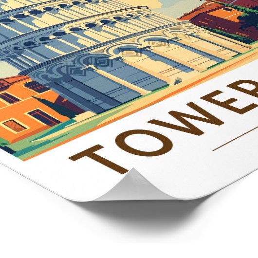 タワーオブピサイタリア旅行アートヴィンテージ ポスター (角)