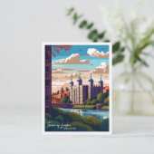 タワーオブロンドンヴィンテージ旅行イラストレーション ポストカード (スタンド正面)