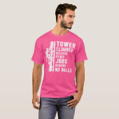 タワークライマー技術者の男性と女性のタワー登り Tシャツ (正面フル)