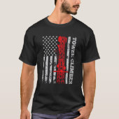 タワークライマーUSAフラッグタワークライマーセルサイトテック Tシャツ (正面)