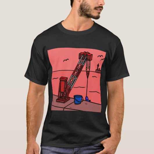 タワークレーン × 釣竿 Tシャツ (正面)