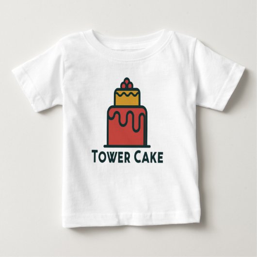 タワーケーキ かわいい赤ちゃん 上質なジャージ ベビーTシャツ (正面)