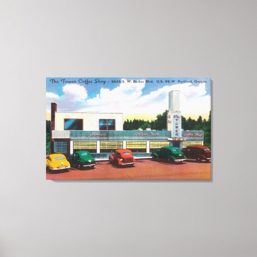 タワーコーヒーショップの外観 キャンバスプリント (正面)