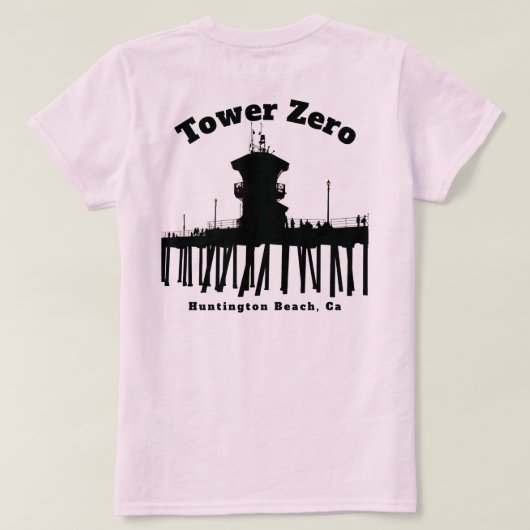 タワーゼロのシルエット(女性) Tシャツ (デザイン裏面)