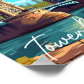 タワーブリッジイングリッシュヴィンテージ旅行イラストレーション ポスター (角)