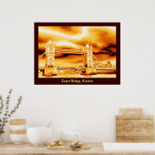 タワーブリッジイン金ゴールド ポスター (キッチン)