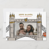 タワーブリッジロンドンダブルデッカークリスマスフォト シーズンカード (正面)