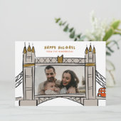 タワーブリッジロンドンダブルデッカークリスマスフォト シーズンカード (スタンド正面)