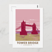 タワーブリッジロンドントラベルアートヴィンテージ ポストカード (正面/裏面)
