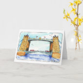 タワーブリッジロンドン折り畳みグリーティングカード カード (黄色い花)