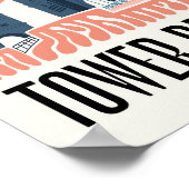 タワーブリッジロンドン抽象芸術旅行フローラアート ポスター (角)