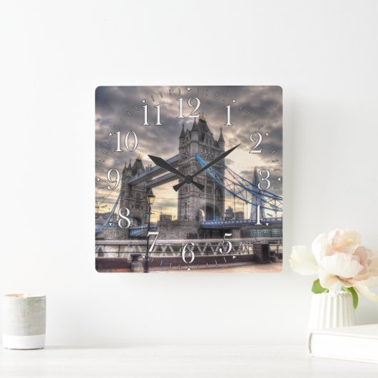 タワーブリッジ&ザシャード,ロンドン,イギリス スクエア壁時計 (ホーム)