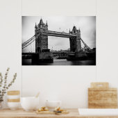 タワーブリッジ，ロンドン，イギリス白黒プリント ポスター (キッチン)