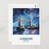 タワー橋の下の星 – ロンドン，イギリス ポストカード (正面/裏面)